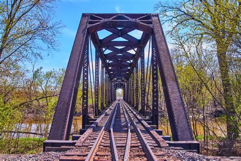 Tall Steel Train Track Bridge Over Water Stock Photo - Image of transportation, city: 231509658