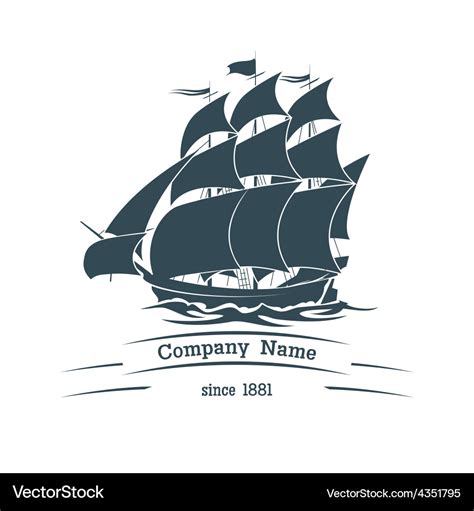 Big sail ship logo icon Royalty Free Vector Image