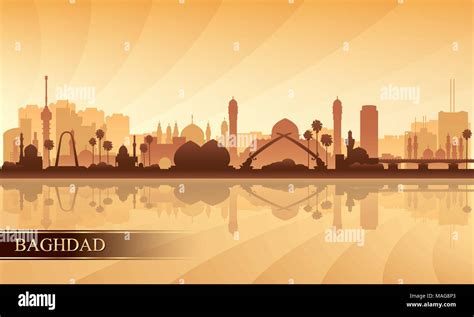 Baghdad city skyline silhouette background, vector illustration Stock ...