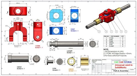 Universal Joint Exercise in Solidworks - YouTube