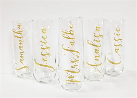 Personalized Champagne Glasses for Bridesmaids | Emmaline Bride