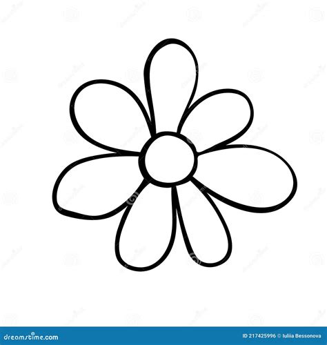 Flower Icon. Hand Drawn Simple Black Outline Vector Illustration Clip Art in Doodle Style ...