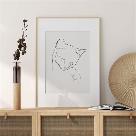 Cat and Butterfly One Line Art, Single Line Cat Digital Print, One Line Cat Wall Poster ...