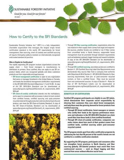 How to Certify to the SFI Standards