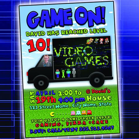 Game Truck Birthday Party Invitation Video Game Birthday - Etsy