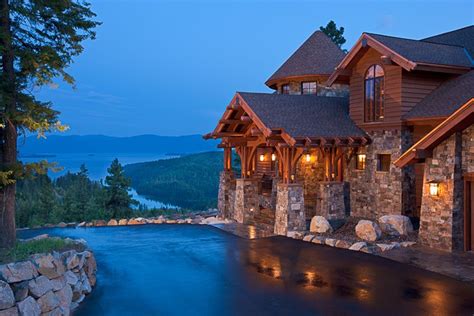 Love this house! On a lake, with mountains, beautiful! | Rustic home design, Log homes, Cabins ...