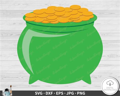 Pot of Gold St. Patrick's Day SVG Clip Art Cut File Silhouette Instant ...