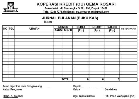 Akuntansi Yeeahh :D ..: JURNAL BULANAN ATAU BUKU KAS