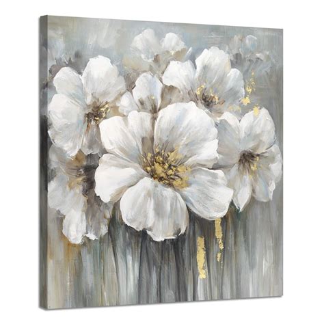 Amazon.com: Wall Art Botanical Pictures Painting: White Lily Bouquet of Flowers Oil Painting ...