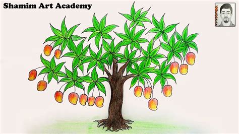 How to Draw Mango Tree - YouTube