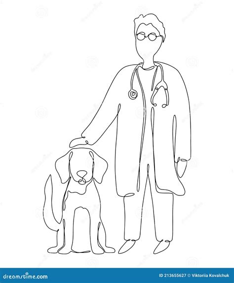 Drawn Veterinarian Doctor Examining and Care of Sick Dog. Pet Health Care Service Concept Stock ...