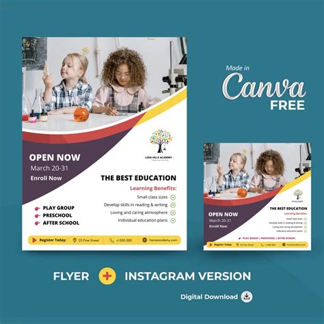 Kids Education Flyer for Canva Free, Editable and Printable Template ...