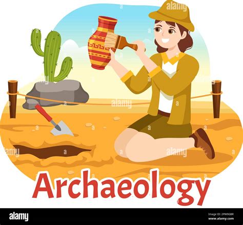 Archeology Illustration with Archaeological Excavation of ancient Ruins ...