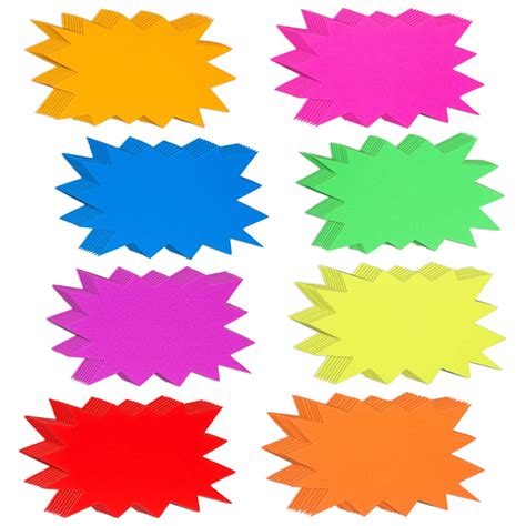 Buy 96 Pieces Neon Paper Starburst Sale Signs Starburst Classroom Name Tags Star Burst Poster ...