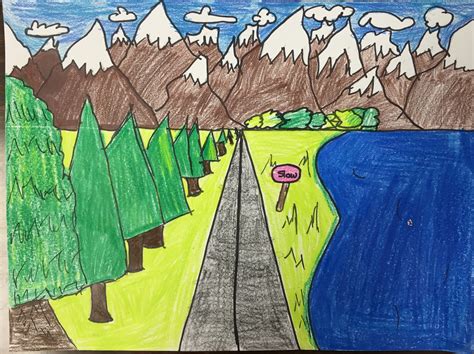 Elements of the Art Room: 5th grade One Point Perspective Landscapes