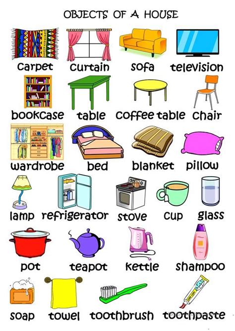 Objects of a House | English lessons, Learning english for kids ...