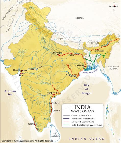 India Waterways Map, Waterwayss in India Map