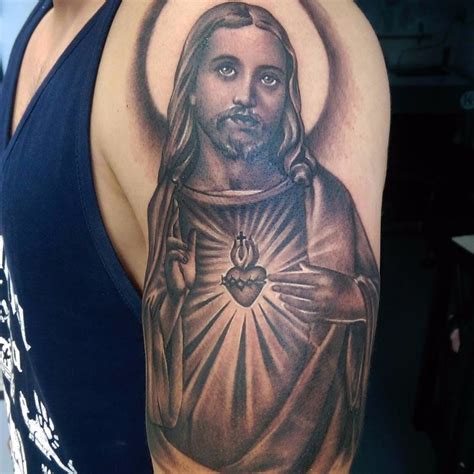 Tattoo uploaded by Tattoodo • Sacred Heart Jesus by Tommy Montoya #TommyMontoya #blackandgrey # ...