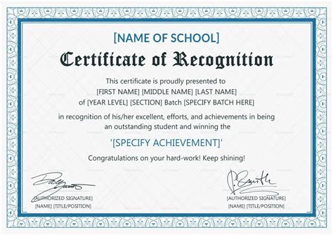 Outstanding Student Recognition Certificate Design With Regard To Free ...