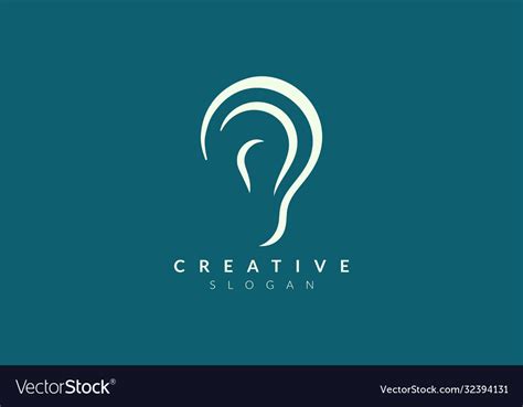 Ear logo design with sound waveforms minimalist Vector Image