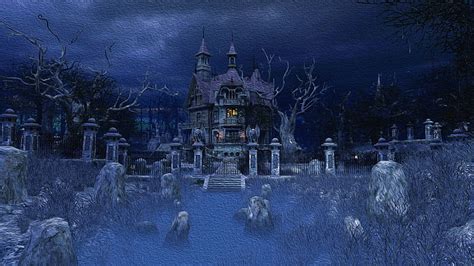 HD wallpaper: landscape, ghost castle, ghost house, haunted, halloween, cemetery | Wallpaper Flare