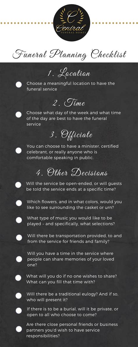 Funeral Planning Checklist | Central Funeral Homes