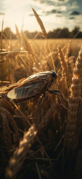 Premium AI Image | A bug in a wheat field