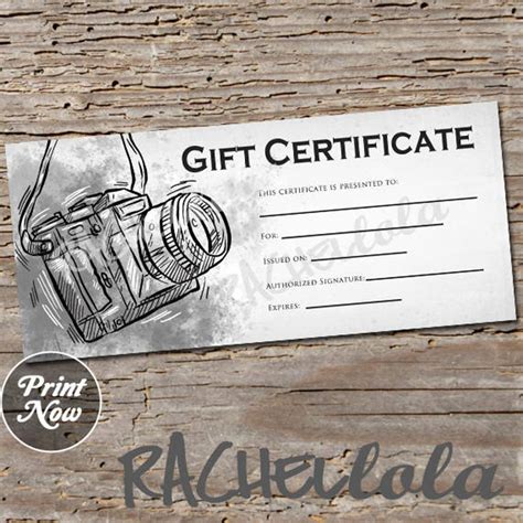 Printable Photography Gift Certificate Template Photo Session - Etsy