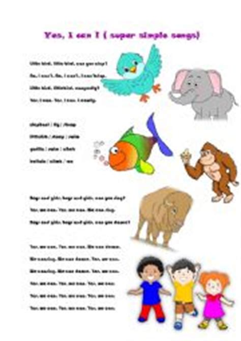 Yes, I can! song - ESL worksheet by agatte