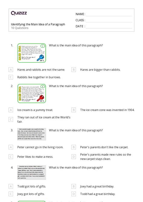 50+ Identifying the Main Idea worksheets for 5th Grade on Quizizz ...