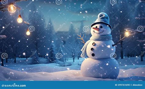 Winter Wonderland: Snowman on a Frosty Background AI Generated Stock ...