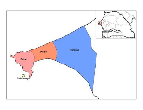 Dakar Departments Map • Mapsof.net