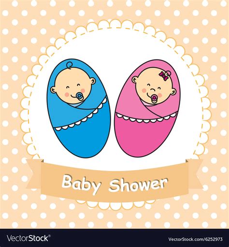 Twins baby shower Royalty Free Vector Image - VectorStock