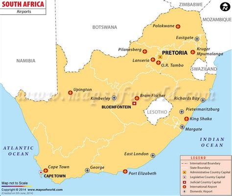 Airports in South Africa Map, South Africa Airports