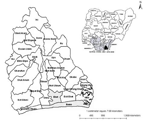 Figure 1. Map of Akwa Ibom State showing the location of the study areas (Eket and Ibeno Local ...