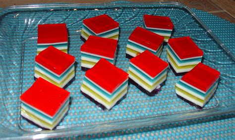 Layered Jello Cubes