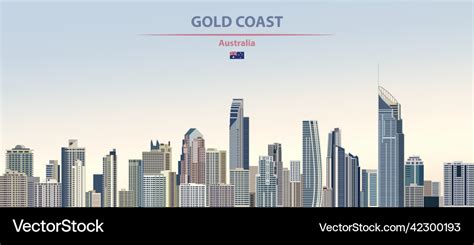 Gold coast city skyline on colorful gradient Vector Image