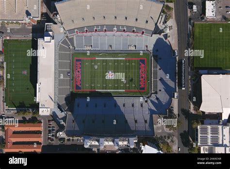 An aerial view of the University of Arizona Wildcats logo on the ...