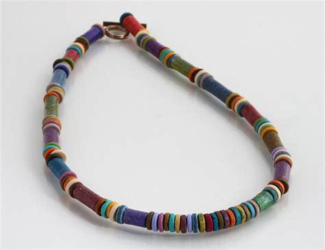 Recycled Paper Jewelry Paper Bead Necklace by KiahDesign on Etsy