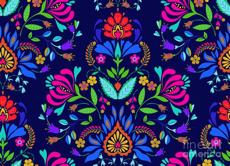 Seamless Floral Folk Pattern Slavic Digital Art by Rosapompelmo - Pixels