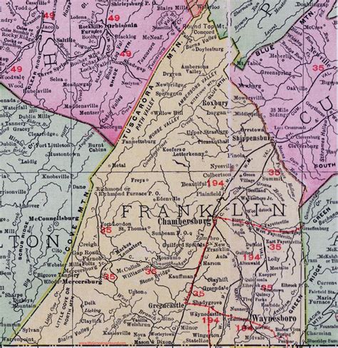 Franklin County, Pennsylvania, 1911, Map, Chambersburg, Waynesboro ...