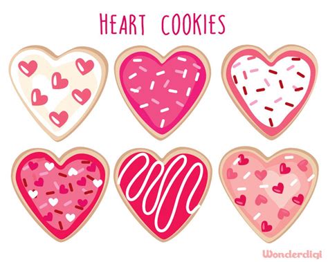 Valentines Day Clipart Heart Cookie Clip Art Cookies - Etsy