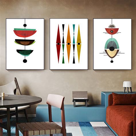 Wall Art - Mid Century Modern Abstract Art ( 3 sets )- Poster Prints ...