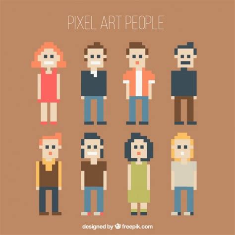 Free Vector | Collection of pixilated people | Pixel art, Vector free, Pixel