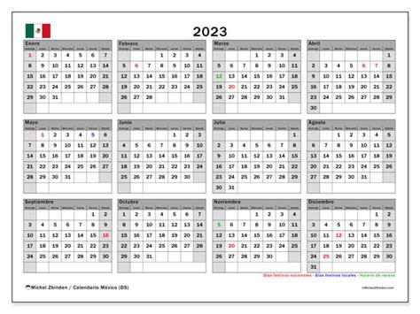 Calendario 2023 para imprimir “México (DS)” - Michel Zbinden MX