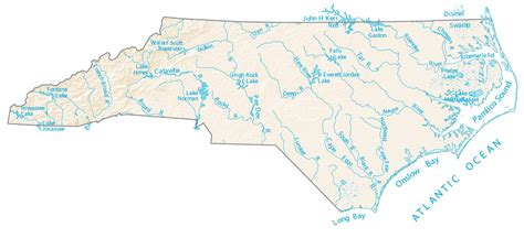 North Carolina Lakes and Rivers Map - GIS Geography