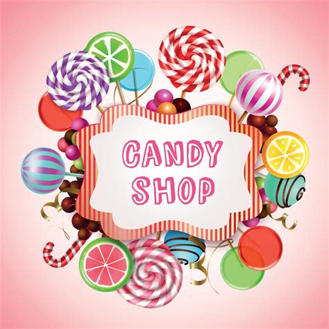 Candy Shop Background Composition Vector Illustration 2878958 Vector Art at Vecteezy