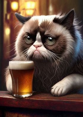 'Funny Cat Drinking Beer' Poster by Neo Design | Displate