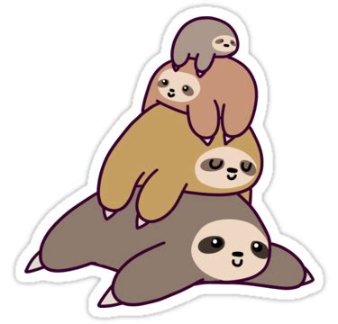 Sloth Stack Sticker by SaradaBoru | Cute stickers, Cartoon drawings ...