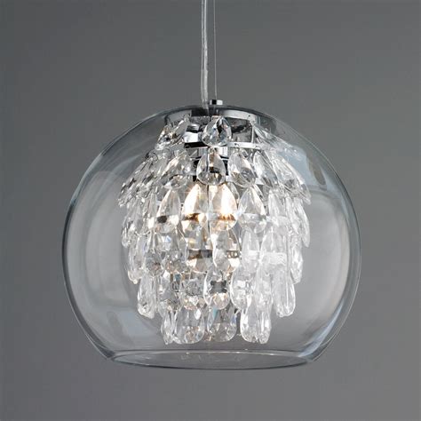 Glass Globe and Crystal Pendant Light polished_nickel | Unique pendant lights, Crystal pendant ...